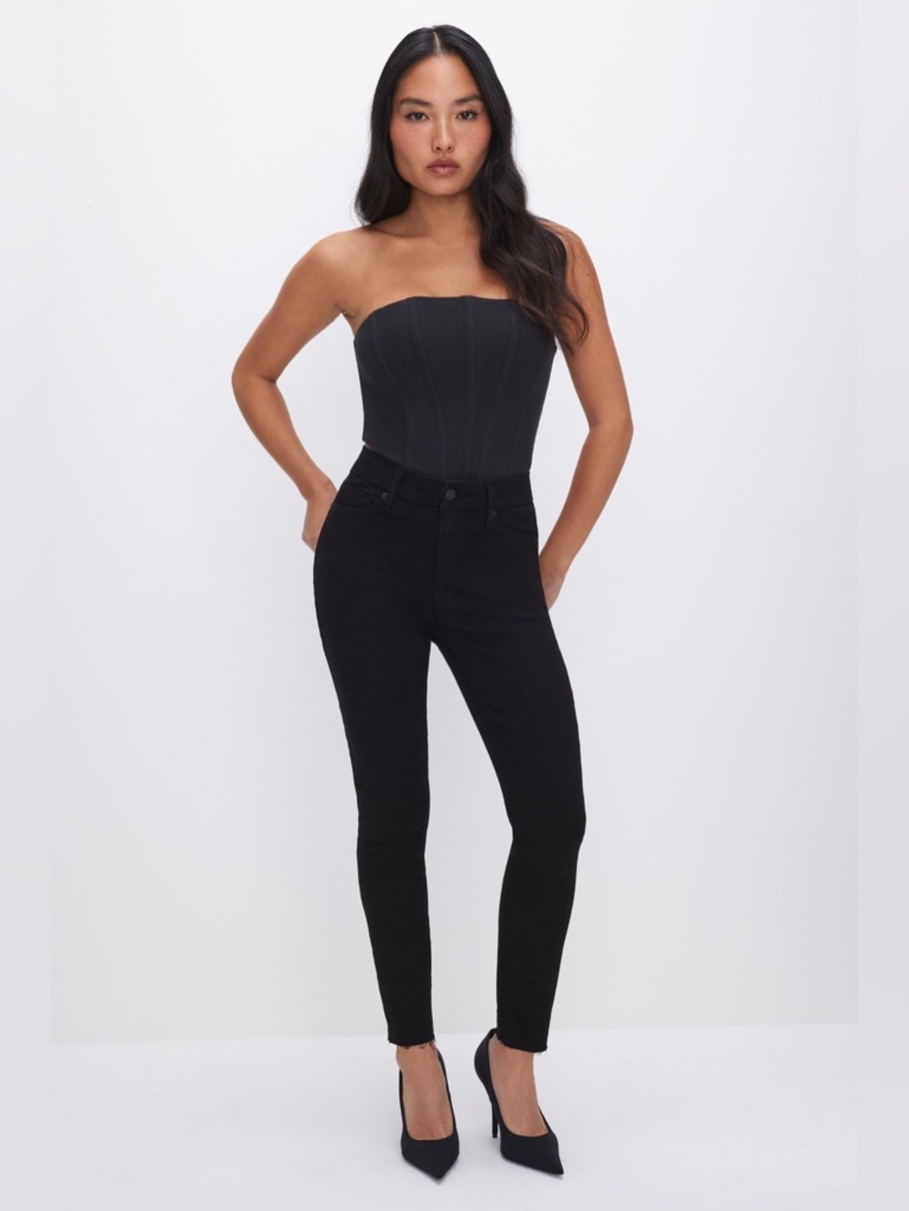 Good American Good Petite Skinny Jeans Black